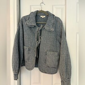 Entro Quilted Blue Jean Jacket with Tie-Front